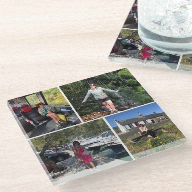 Four Photographs Montage. Photo Memories Glass Coaster (Creator Uploaded)