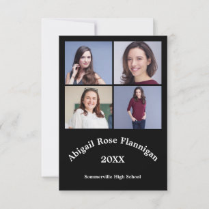 Four Photos Collage - 3x5 Graduation Announcement
