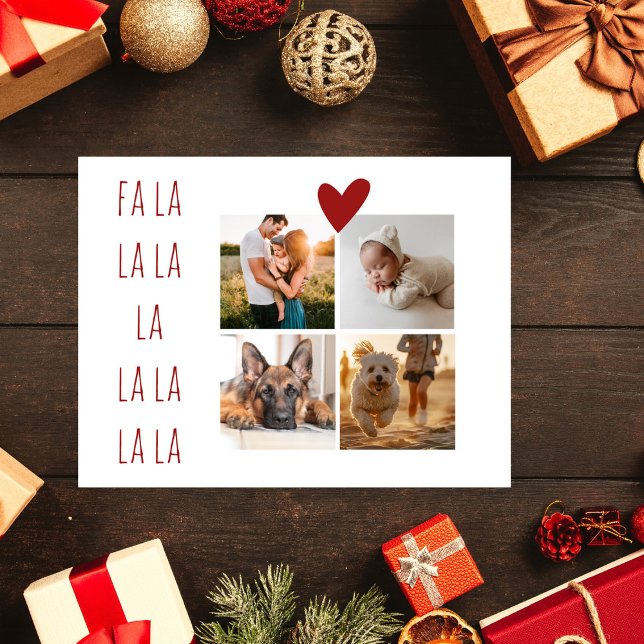 Four Photos Collage Cute Christmas Falala Holiday Postcard (Creator Uploaded)