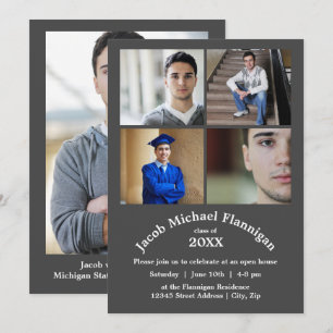 Four Photos Collage Grey - Graduation Announcement
