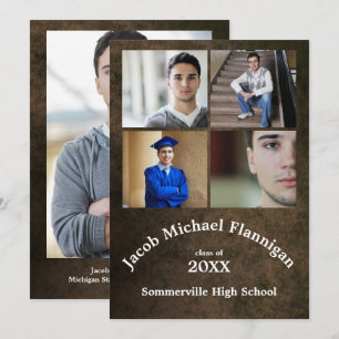 Four Photos Leather - Graduation Announcement
