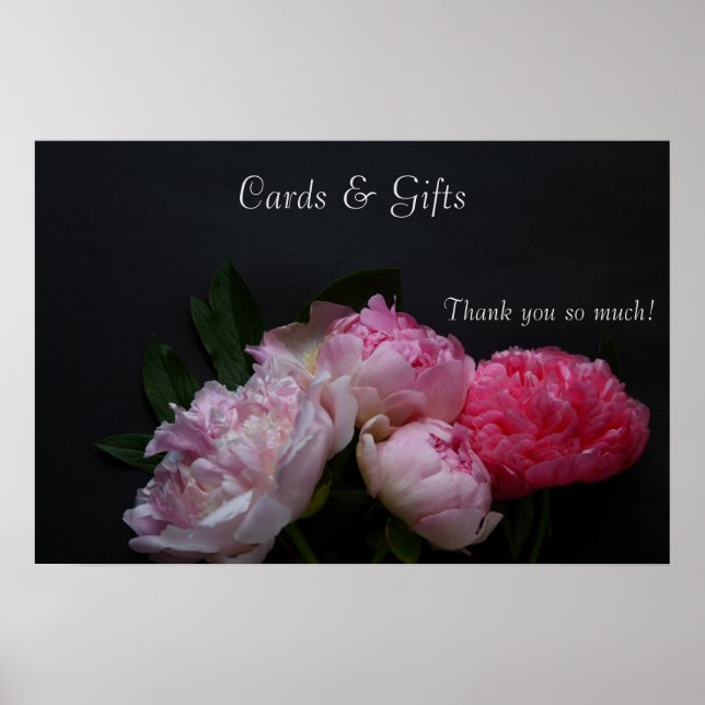 Four pink peonies wedding Poster (Front)