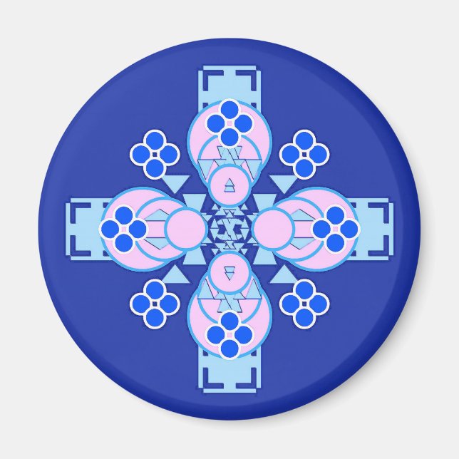Four point Mandala - orchid, blue and cobalt Magnet (Front)