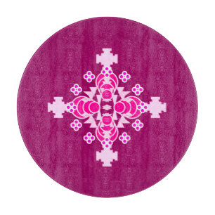Four point Mandala - pale pink and plum Cutting Board