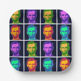 Four Pop Art Abraham Lincolns Paper Plate