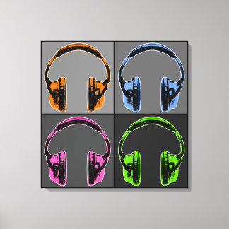 Four Pop Art Headphones Canvas Print