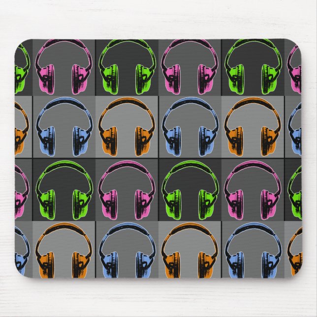 Four Pop Art Headphones Mouse Pad (Front)