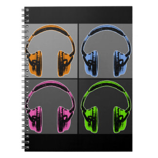 Four Pop Art Headphones Spiral Notebook