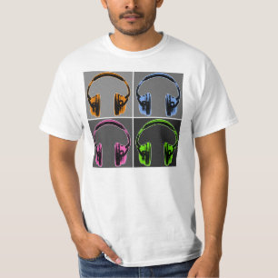 Four Pop Art Headphones T-Shirt
