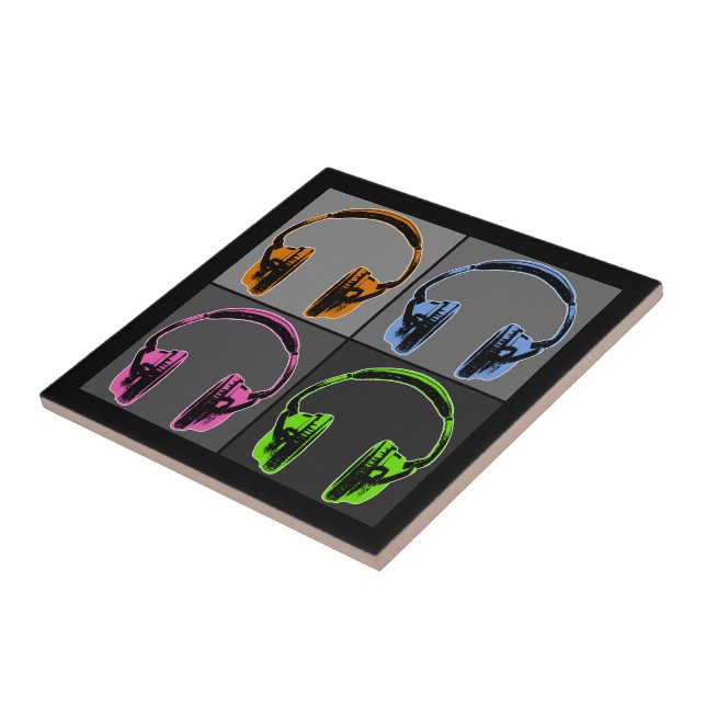 Four Pop Art Headphones Tile (Side)