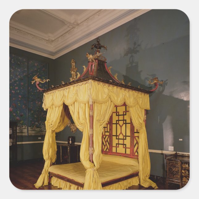 Four Poster Bed, in the Chinese style, 1750s Square Sticker (Front)