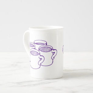 Four Purple Mugs (Line Art)