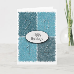 Four Rectangles Happy Holidays 2014 Modern blue Holiday Card
