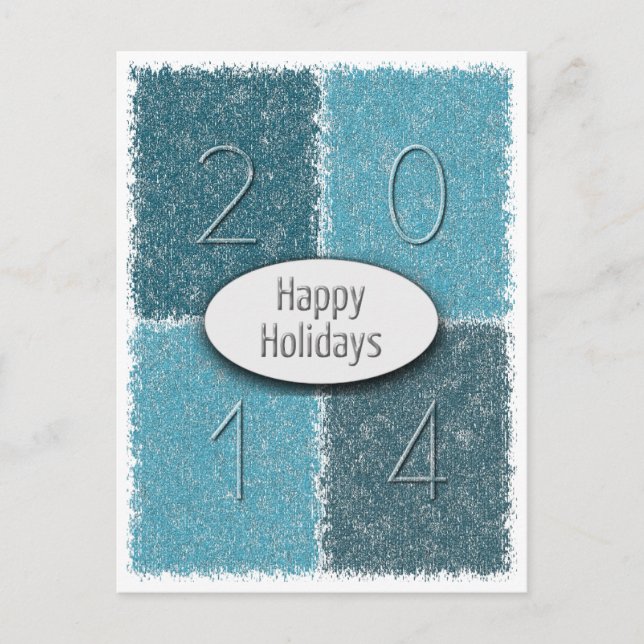 Four Rectangles Happy Holidays 2014 Modern Blue Holiday Postcard (Front)