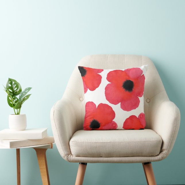 Four Red Poppies Cushion (Chair)