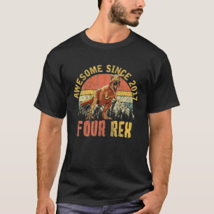 Four Rex 4Th Birthday Fourth Dinosaur 4 Year Old T-Shirt