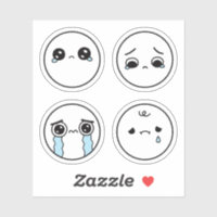 Four Sad Faces Emoji Sticker Set