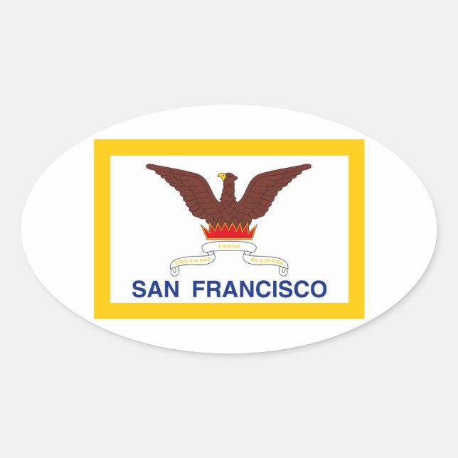 FOUR San Francisco Flag Oval Sticker (Front)