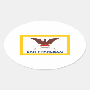 FOUR San Francisco Flag Oval Sticker