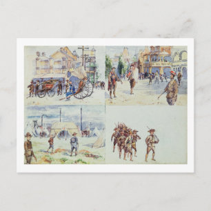 Four scenes from the Boer War, from a sketchbook, Postcard