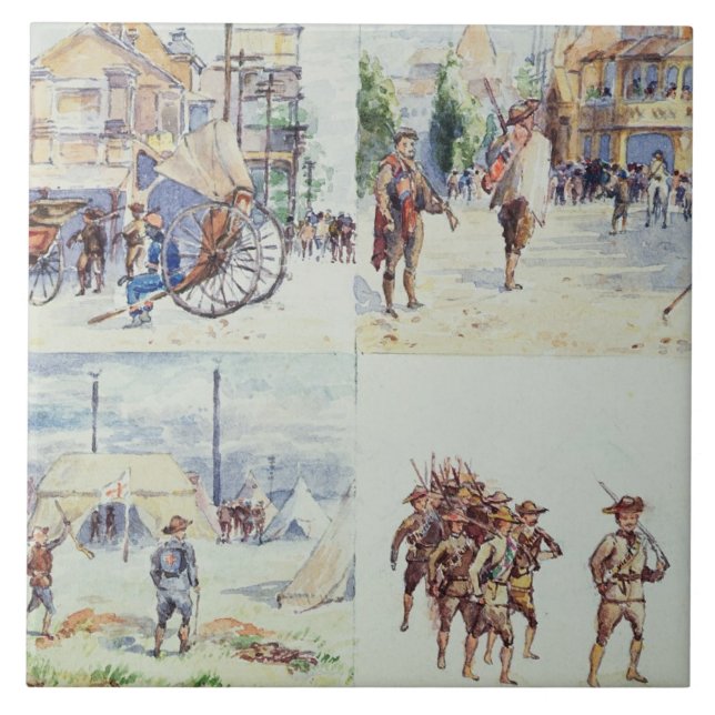 Four scenes from the Boer War, from a sketchbook, Tile (Front)