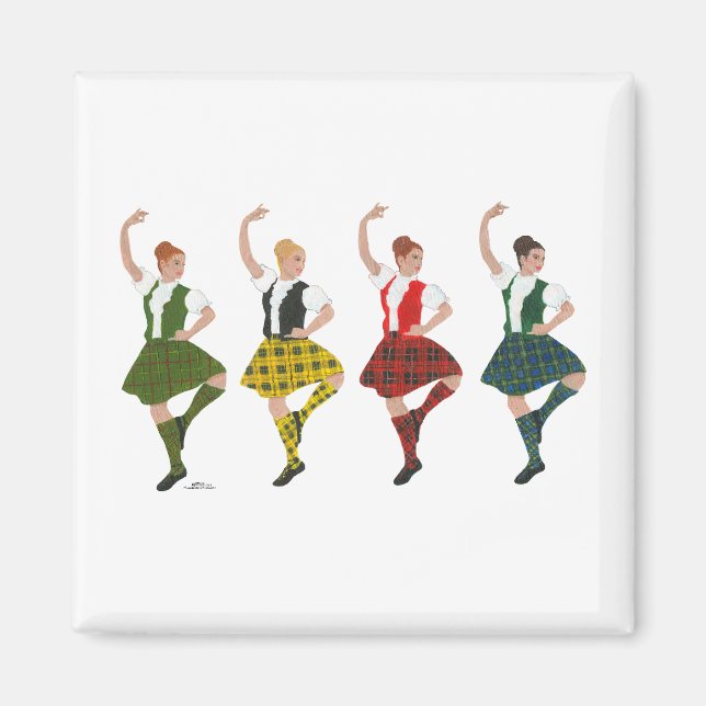 Four Scottish Highland Dancers Magnet (Front)