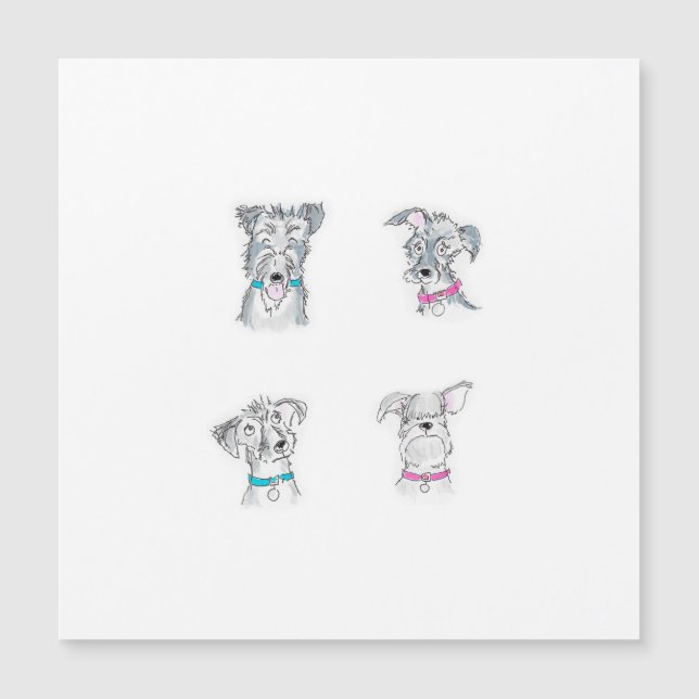 Four scruffy dogs card (Front)