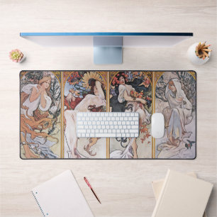 Four Seasons, Alphonse Mucha Desk Mat