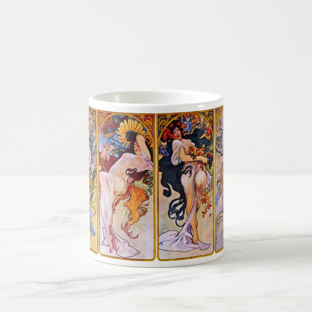 Four Seasons by Alfons Mucha Coffee Mug (Center)