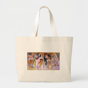 Four Seasons by Alphonse Mucha Large Tote Bag