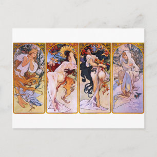 Four Seasons by Alphonse Mucha Postcard