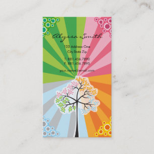 Four Seasons Colorful Dotted Tree Modern Nature Business Card