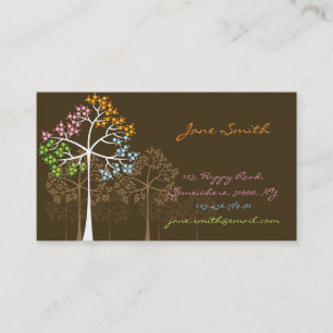 Four Seasons Colourful Dotted Tree Modern Nature Business Card