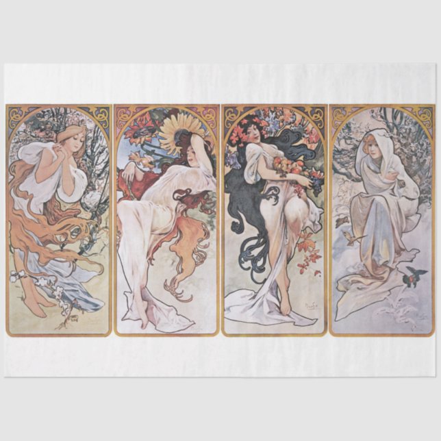 Four Seasons, Mucha Tissue Paper (Front)