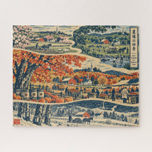 Four Seasons on a Vermont Farm Woodblock Puzzle