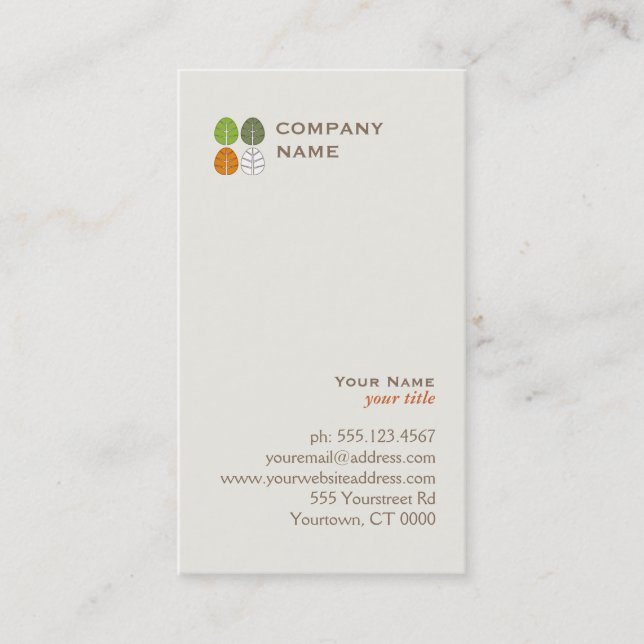Four Seasons Tree Leaf Logo Business Card (Front)