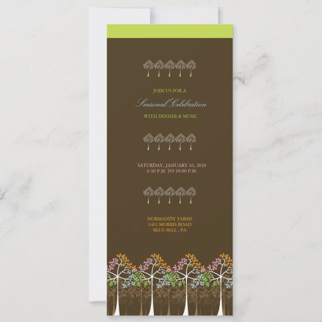 Four Seasons Trees Forest Dinner Party Invite (Front)