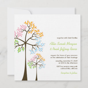 Four Seasons Trees Forest Woodland Wedding Invite