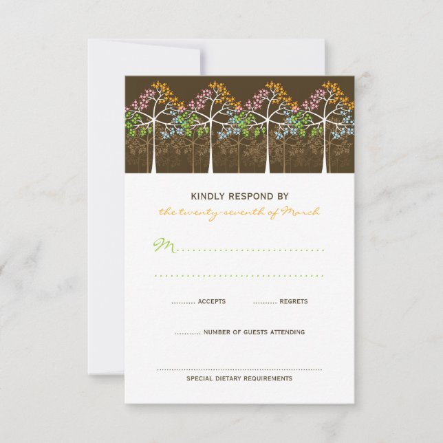 Four Seasons Trees Nature Forest Wedding RSVP Card (Front)