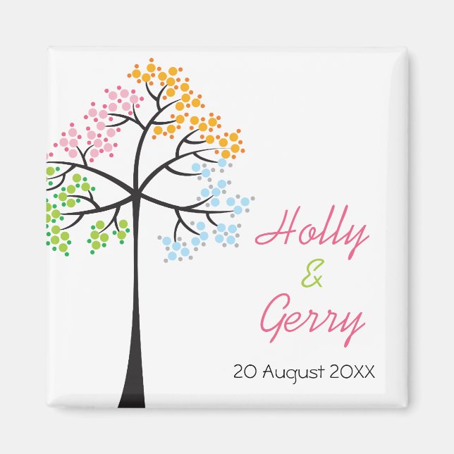 Four Seasons Trees Woodland Wedding Save The Date Magnet (Front)