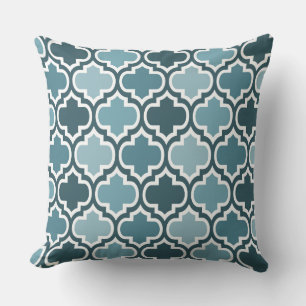 Four Shades Quatrefoil Pattern Cushion Duck Egg