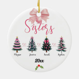 Four Sisters Christmas Tree With Custom names Ceramic Tree Decoration