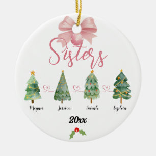 Four Sisters Christmas Tree With Custom names Ceramic Tree Decoration
