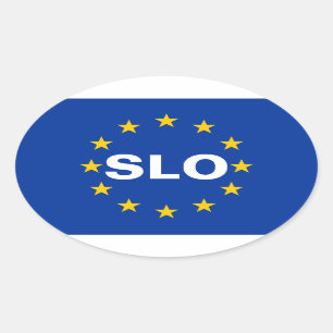 FOUR Slovenia "SLO" European Union Flag Oval Sticker
