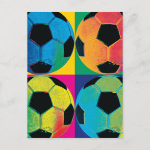 Four Soccer Balls in Different Colours Postcard