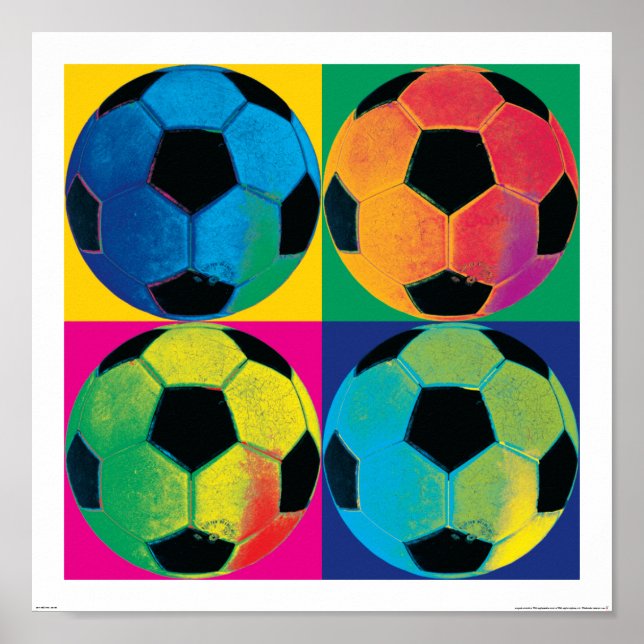 Four Soccer Balls in Different Colours Poster (Front)
