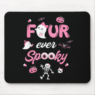 Four Spooky Halloween Ghost 4th Birthday Girl Bow Mouse Pad