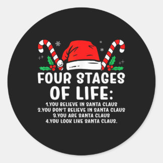 Four Stages Of Life Santa Funny Christmas X-mas Hu Classic Round Sticker