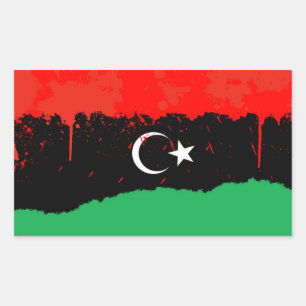 FOUR Stylised Kingdom of Libya Flag (1951-1969) Rectangular Sticker