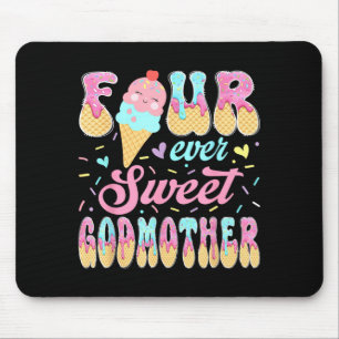 Four sweet godmother 4th birthday girl ice cream mouse pad